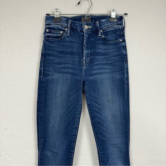 Mother High Waisted Ankle Fray Jeans Womens 24 Raw Hem Skinny Blue Denim Fall - Picture 2 of 15